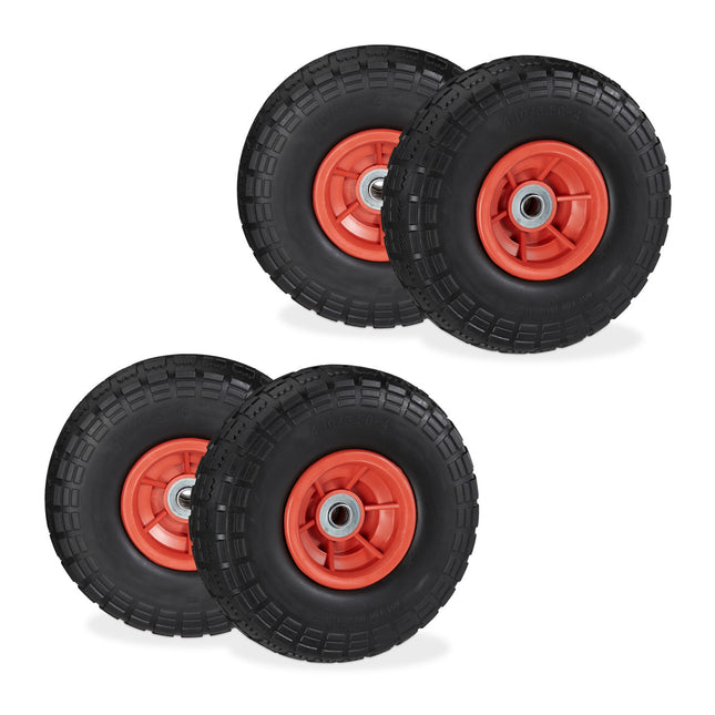 PU Wheelbarrow Tyre Set 4.10/3.50-4, Puncture-Proof