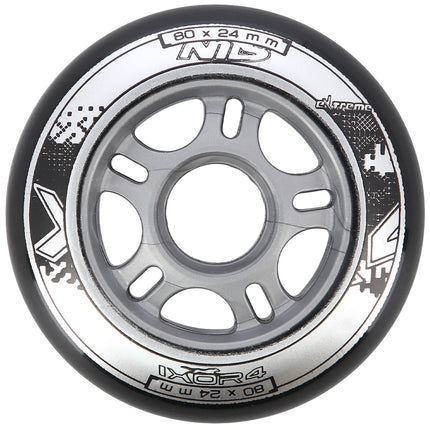 PU Wheels 80x24mm, Black, Set of 4