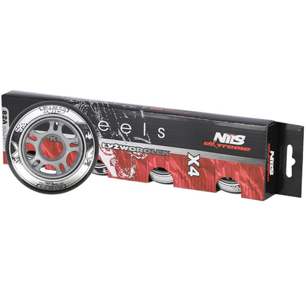 PU Wheels 80x24mm, Black, Set of 4