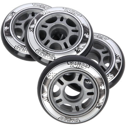PU Wheels 80x24mm, Black, Set of 4