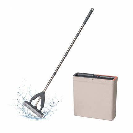 PVA Sponge Mop Set with 3-Chamber Bucket, Stainless Handle