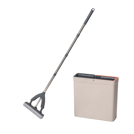 PVA Sponge Mop Set with 3-Chamber Bucket, Stainless Handle