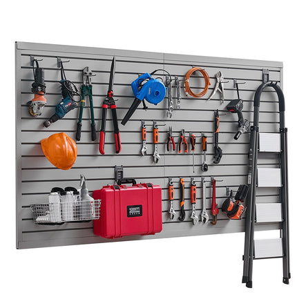 PVC Garage Slatwall Panel 8 x 4 ft, Gray, 8-Pack