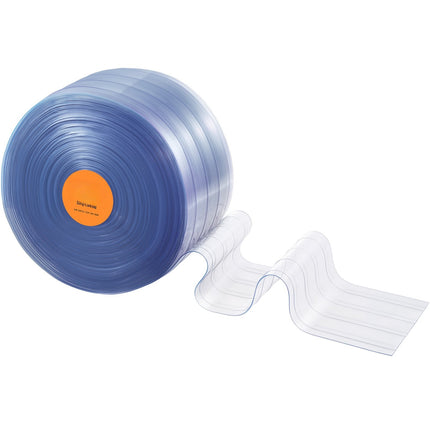 PVC Strip Curtain Roll, Clear Ribbed 164 Ft x 8 In