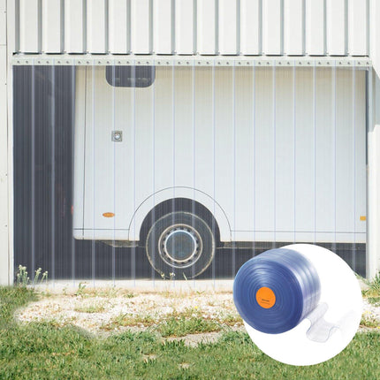 PVC Strip Curtain Roll, Clear Ribbed 164 Ft x 8 In