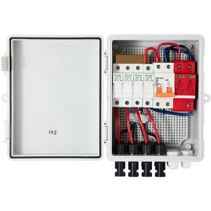 PV Combiner Box, 4-String, 15A Fuses, 63A Breaker