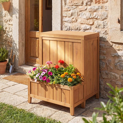 Package Delivery Box With Planter, Acacia Wood Storage