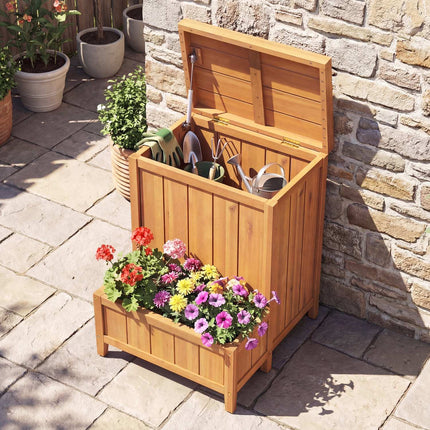 Package Delivery Box With Planter, Acacia Wood Storage