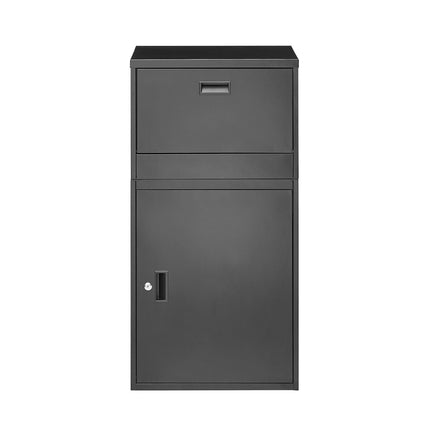 Package Delivery Drop Box With Lock, Steel, 38.6 In, Black