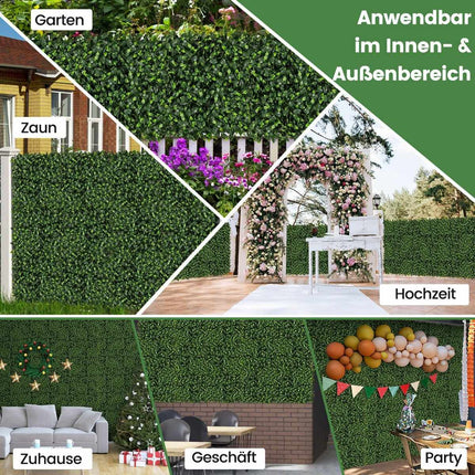 Pack of 12 Artificial Hedge Plant Wall 50.5 x 50.5 cm Simulated Lawn Artificial Plant Green
