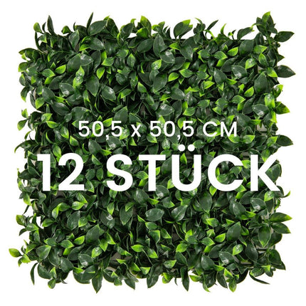 Pack of 12 Artificial Hedge Plant Wall 50.5 x 50.5 cm Simulated Lawn Artificial Plant Green