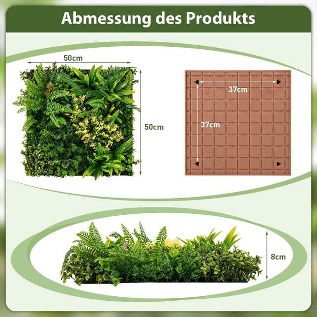 Pack of 2 Square Framed Artificial Foliage Wall Art 3D Wall Greenery 50 x 50 cm Green