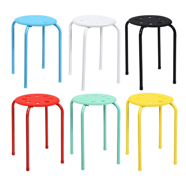 Pack of 6 Stackable Metal Stools Assorted Colors Stools for Children 30 x 30 x 44.5 cm Colorful