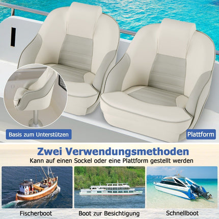 Padded Boat Seat with Waterproof PVC Leather & Thick Sponge Padding Boat Chair White