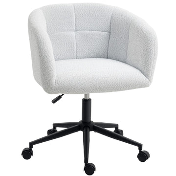 Padded Office Chair, Plush Cover, Tub Design, Cream/Black
