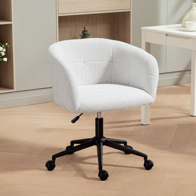Padded Office Chair, Plush Cover, Tub Design, Cream/Black