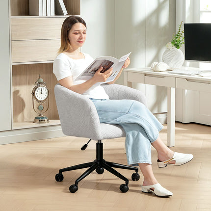 Padded Office Chair, Plush Cover, Tub Design, Cream/Black