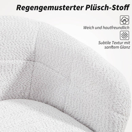 Padded Office Chair, Plush Cover, Tub Design, Cream/Black