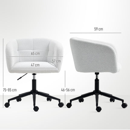 Padded Office Chair, Plush Cover, Tub Design, Cream/Black