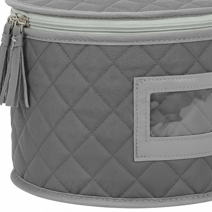 Padded Plate Storage Boxes in 4 Sizes with Felt Dividers, Grey