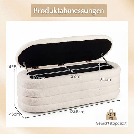 Padded Storage Bench, 108.5L Capacity, Bouclé Fabric