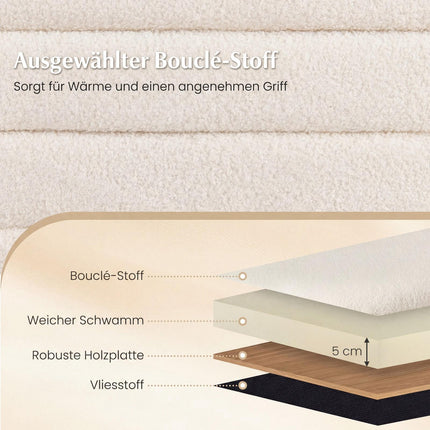 Padded Storage Bench, 108.5L Capacity, Bouclé Fabric