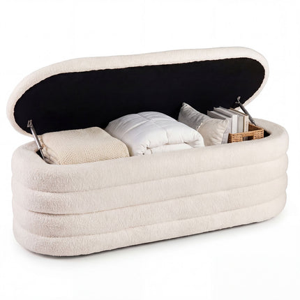 Padded Storage Bench, 108.5L Capacity, Bouclé Fabric
