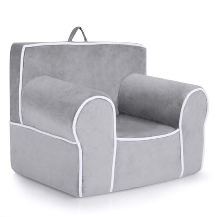 Padded children's sofa with foam filling & armrest & handle 68 x 46 x 50 cm gray
