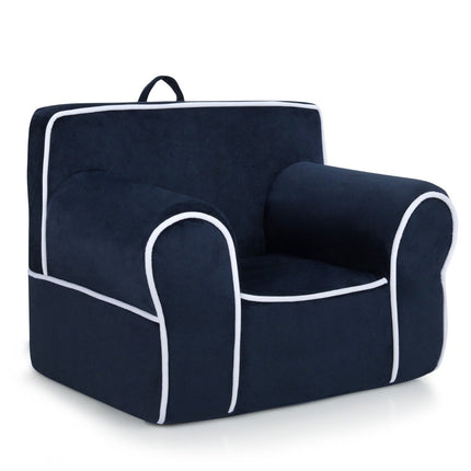 Padded children's sofa with foam filling & armrest & handle 68 x 46 x 50 cm navy blue