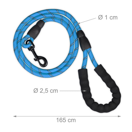 Padded dog leash blue 150 cm