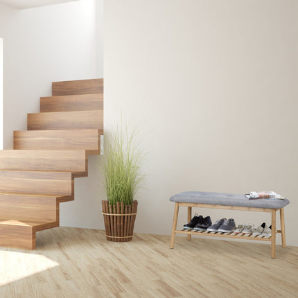 Padded shoe bench in bamboo