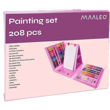 Painting set 208 pieces in a suitcase