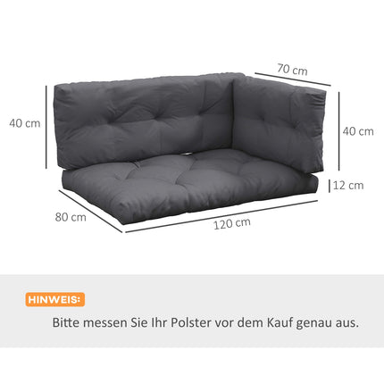 Palletkussen Set Van 3 Bankkussen Zitkussens Met Uv-Bescherming Tuinbankkussen Kussen Voor Tuin Balkon Donkergrijs
