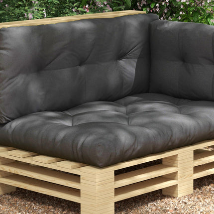 Palletkussen Set Van 3 Bankkussen Zitkussens Met Uv-Bescherming Tuinbankkussen Kussen Voor Tuin Balkon Donkergrijs