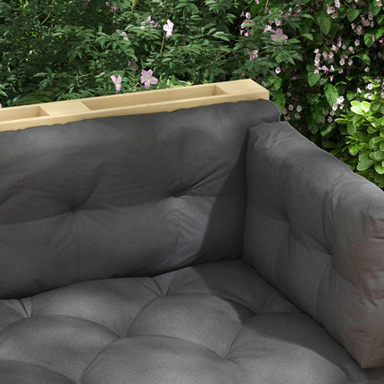 Palletkussen Set Van 3 Bankkussen Zitkussens Met Uv-Bescherming Tuinbankkussen Kussen Voor Tuin Balkon Donkergrijs