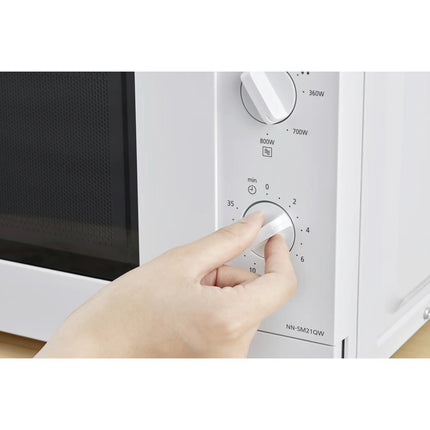 Panasonic Microwave Oven 800 W 20 L with Mechanical Dials, White, 5 Power Levels