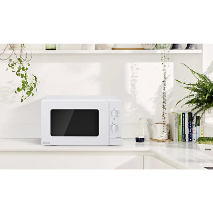 Panasonic Microwave Oven 800 W 20 L with Mechanical Dials, White, 5 Power Levels
