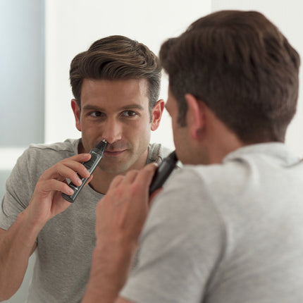 Panasonic Nose and Ear Trimmer with Hypoallergenic Blades, Washable, Grey/Silver