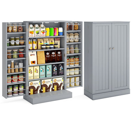 Pantry Cabinet with Adjustable Shelves, 104 cm, Grey