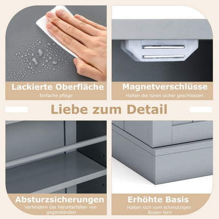 Pantry Cabinet with Adjustable Shelves, 104 cm, Grey