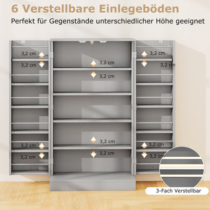 Pantry Cabinet with Adjustable Shelves, 104 cm, Grey