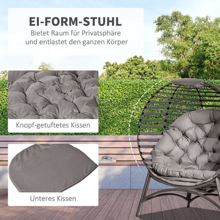 Papasan chair with cushions, folding steel frame for patio