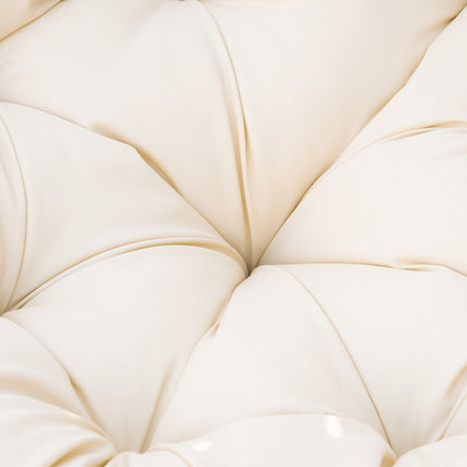 Wicker Papasan chair with cushion, 360° metal frame, cream