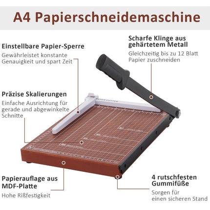 DIN A4 Paper Cutter - Metal, Brown, 48x26.5x5cm