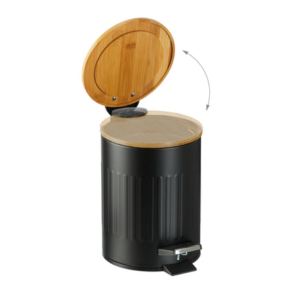 Paper basket for bathroom 3 l with bamboo lid