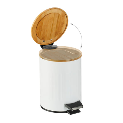 Paper basket for bathroom 3 l with bamboo lid