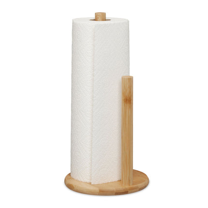 Paper towel holder with roll-off stop