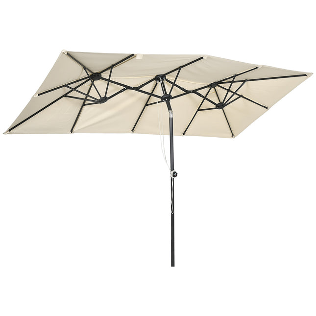 Cream outdoor double parasol - Adjustable tilt, 150x295cm