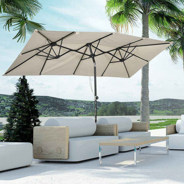 Cream outdoor double parasol - Adjustable tilt, 150x295cm