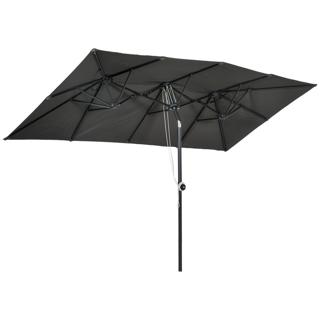 Double canopy patio umbrella, adjustable tilt, 150 x 295 cm